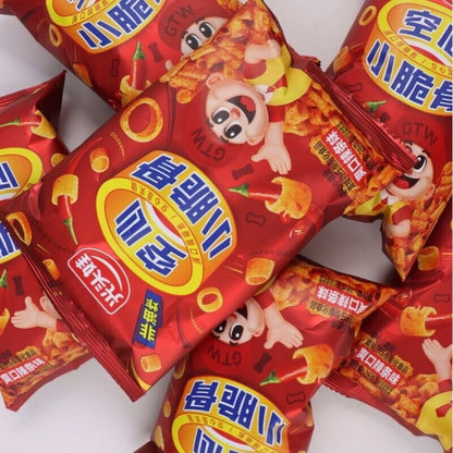 光头娃空心小脆骨番茄味辣条味 Bald Baby Hollow Little Brittle Tomato Flavor Spicy Bar