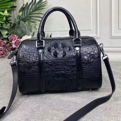 Black Real Crocodile Skin Leather Pillow Bag, Desinger Women's Sling Shouler Bag