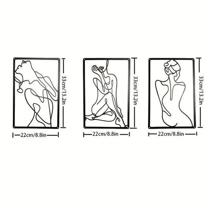 3pcs, Metal Wall Sculptures, Woman Wall Art Line Drawing Wall Art Decor
