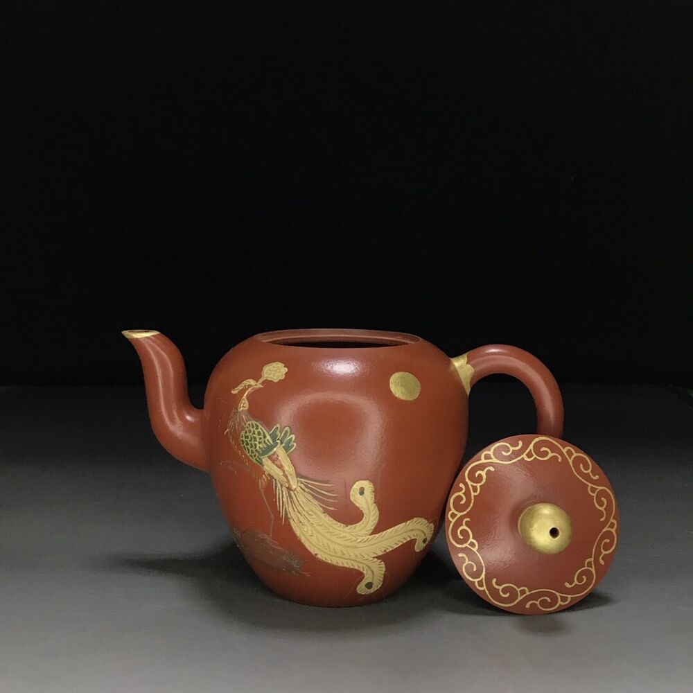 vintage chinese yixing purple clay teapot zisha ceremony carving Collectible art
