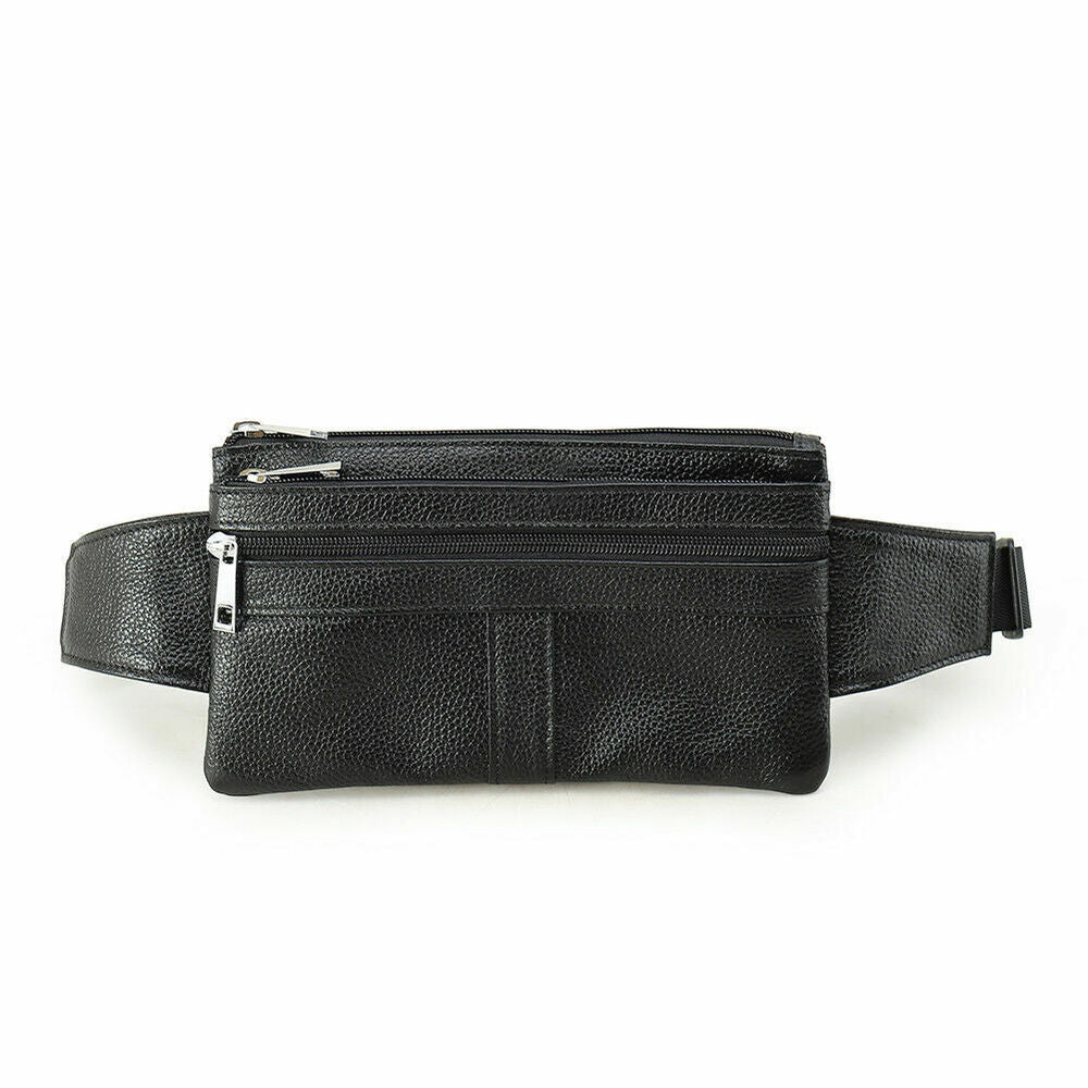 Thin Men's Leather Waist Bum Sling Bag Fanny Packs Travel Sport Work Backpack