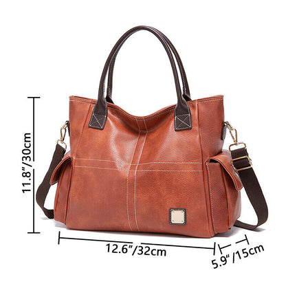 Soft Oil Wax Leather Women's Tote Bag, Large Capacity Handbag Shoulder Bags