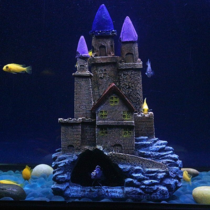 Aquarium Shipwreck Castle Decor Fish Tank Landscaping Ornament Plastic 15x7x13cm