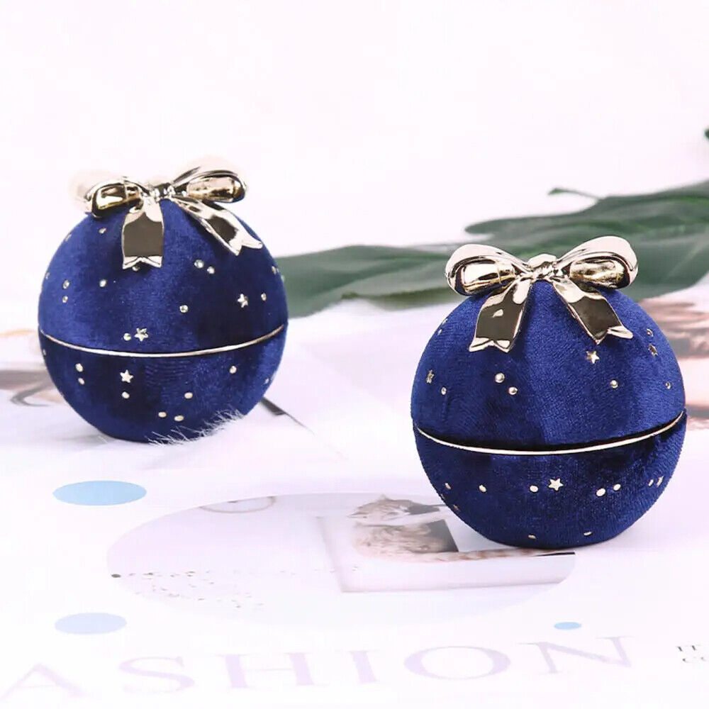 Jewelry Box Round Plastic Alloy Velvet Bow Rings Pendant Packaging Boxes 7x7x6cm