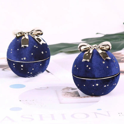 Jewelry Box Round Plastic Alloy Velvet Bow Rings Pendant Packaging Boxes 7x7x6cm