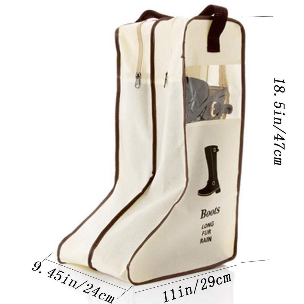 Portable Tall Boots Storage Bags|2 Packs Dust-proof Boot Carry Bag Beige