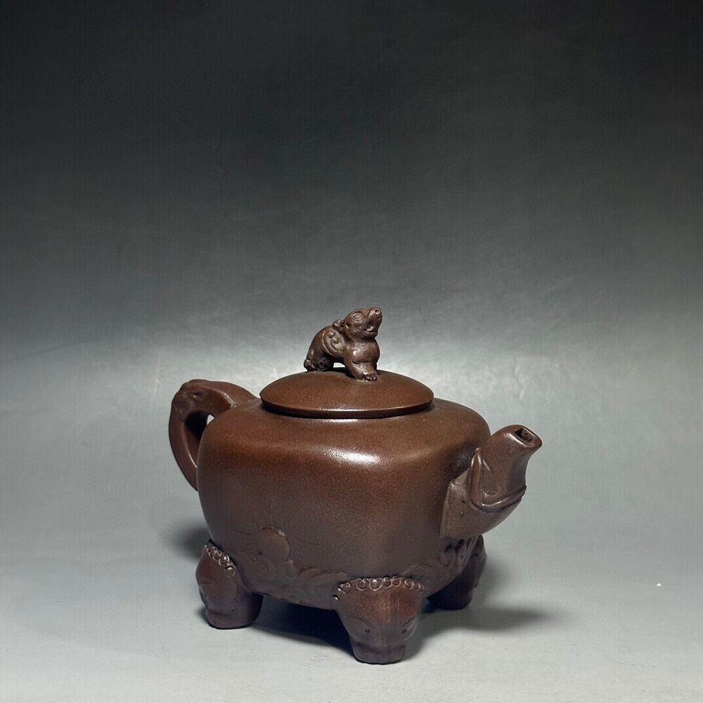 vintage chinese yixing purple clay teapot zisha ceremony carving Collectible art