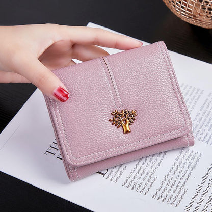 Short Thin Section Tri-fold Money Clip Small Wallet Coin Purse Linen Cotton 1 PC
