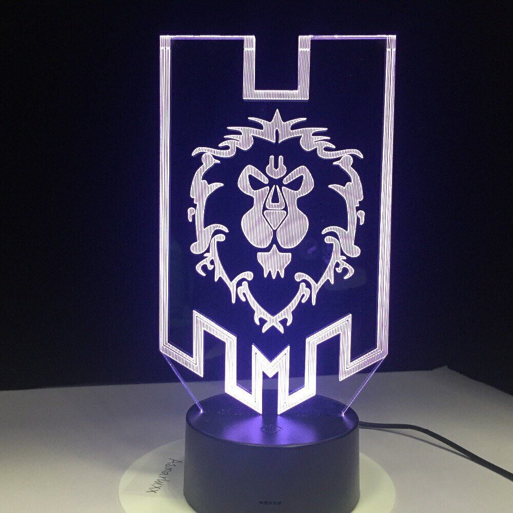 World of Warcraft 3D illusion LED Lamp Alliance Tribal Signs 7 color Night Light