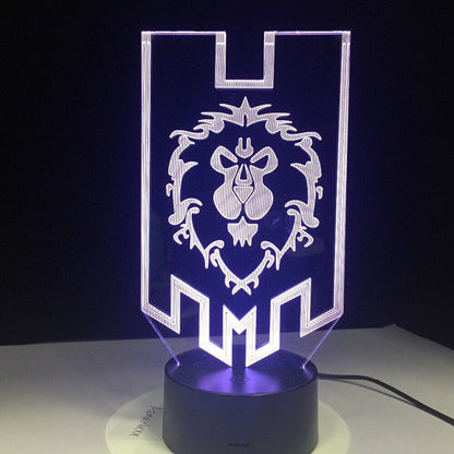 World of Warcraft 3D illusion LED Lamp Alliance Tribal Signs 7 color Night Light