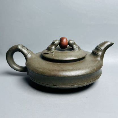 Vintage Chinese Yixing Purple Clay Teapot Zisha Ceremony Ceramic Bamboo Teaware