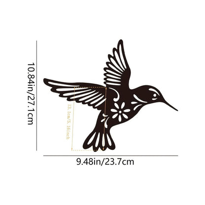 Metal Hummingbird Wall Art, Cutout Iron Black Bird Sculpture Pendant Decoration
