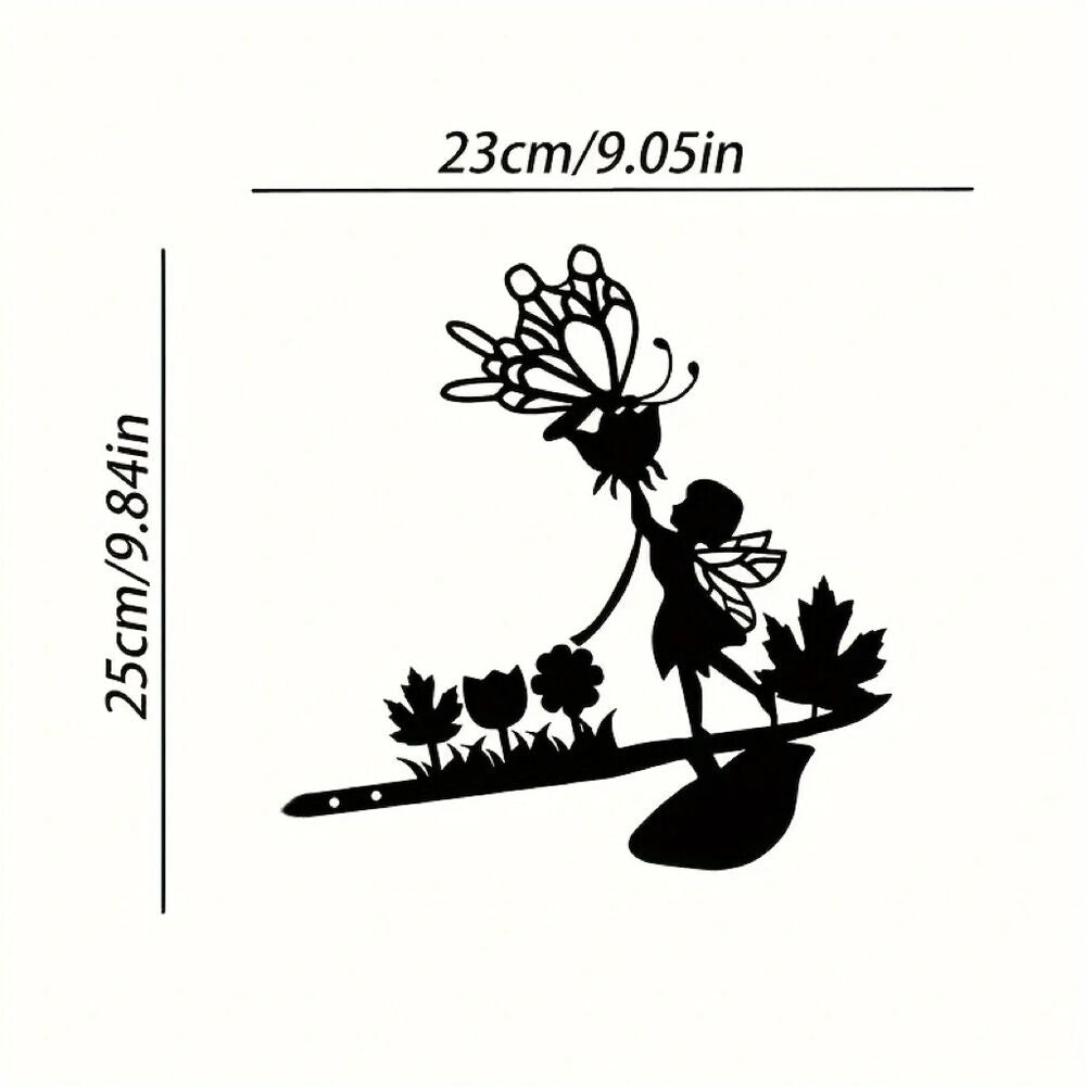 Mushroom Fairy Wall Decoration, Metal Wall Art Tree Trunk Decoration Wooden Post