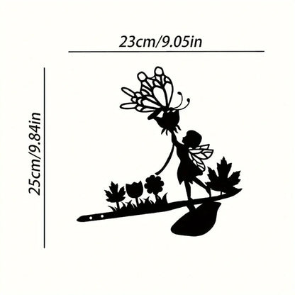 Mushroom Fairy Wall Decoration, Metal Wall Art Tree Trunk Decoration Wooden Post