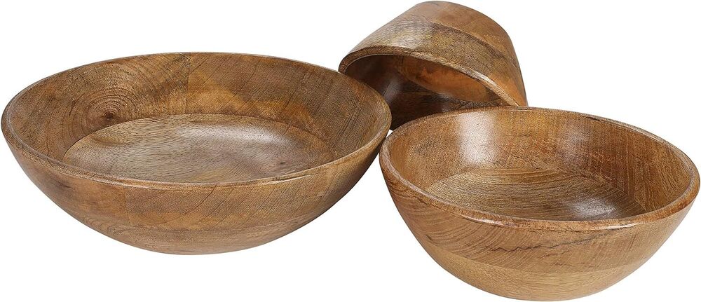 Handcrafted Wooden Serving Platters Fruits Salads Snack Bowls Kitchen Decoration