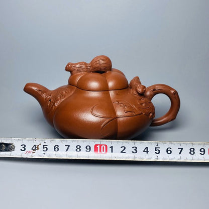 Vintage Chinese Yixing Purple Clay Teapot Zisha Ceramic Squirrel Teaware Collect