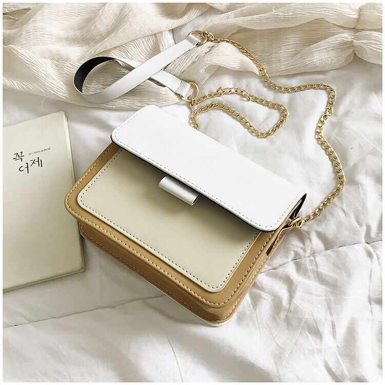 Fashion Simple Travel Handbag Female Contrast Color Leather Crossbody Bags Girls