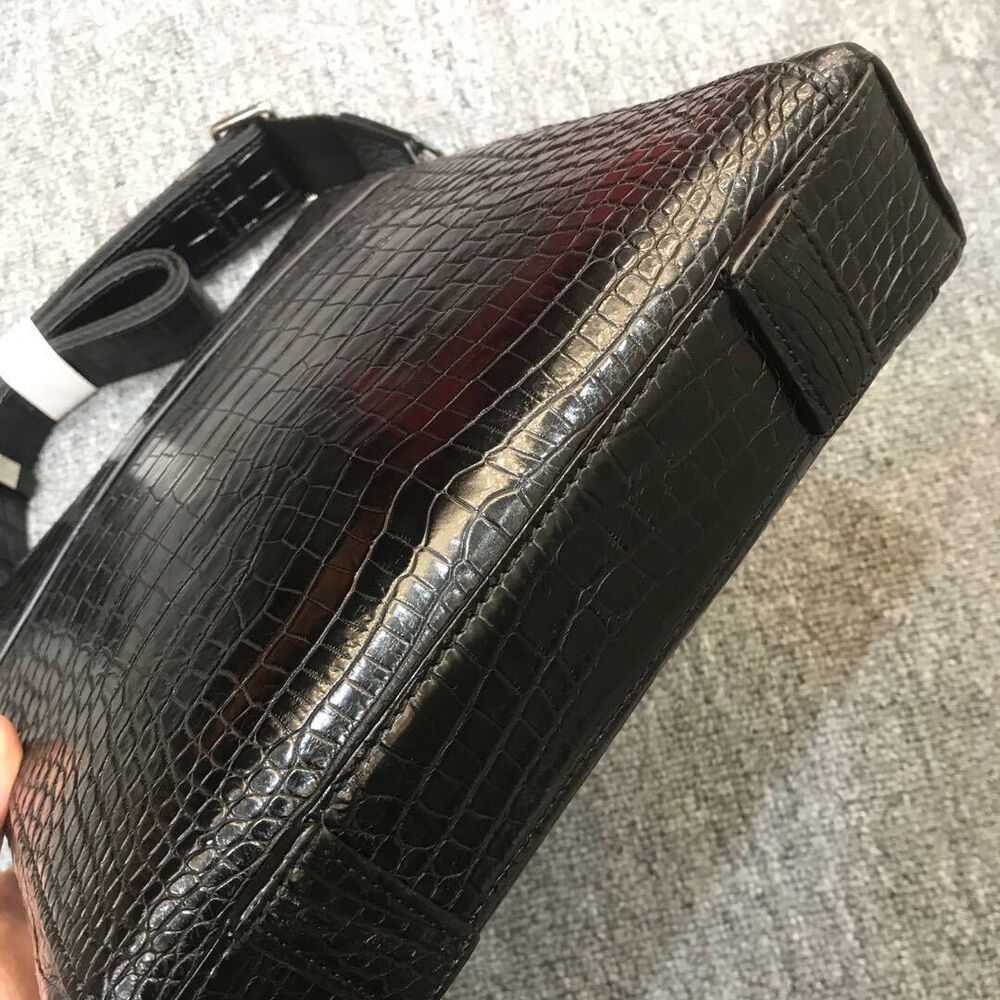 Handcrafted Siamese Crocodile Skin Leather 10" Men Luxury Shoulder/Messenger bag
