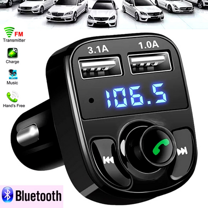 Cargador de coche carro con transmisor FM y Bluetooth para Telefonos Smart Phone