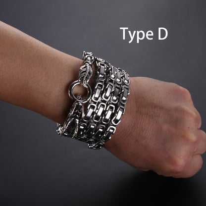 Men Stainless Steel Bracelet Self-defense Survival Dragon Necklace Chain