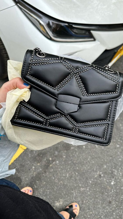Women's Small Shoulder Bag PU Leather High Quality Vintage Rivet Chain Bag Gift