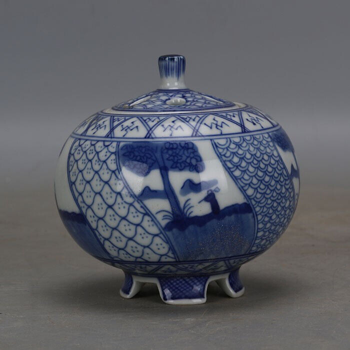 Qing Dynasty Official Kiln Handmade Porcelain Blue and White Porcelain Wuliang D