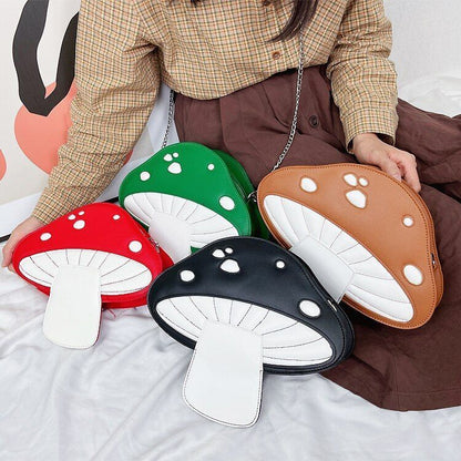 Cute Red Mushroom Design Women Handbag Purse Shoulder Bag Crossbody Chain Clutch