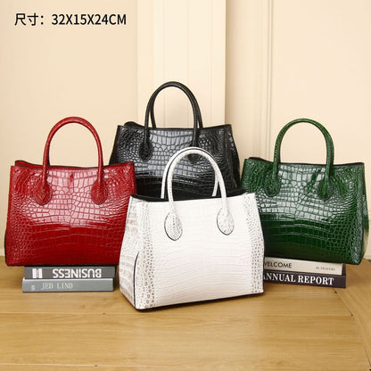 Top Cowhide Crocodile Embossed Women's Handbag Luxury Evening Party Shoulder Bag