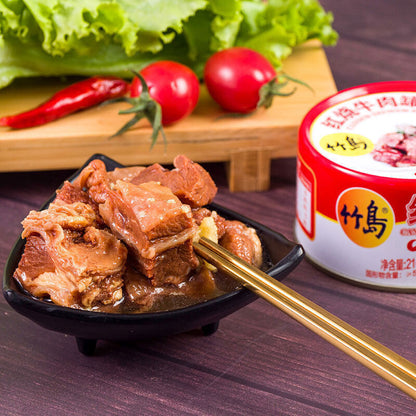 竹岛红烧牛肉罐头210g罐装即食方便食品户外熟食肉制品 210g Canned Takeshima Braised Beef 210g