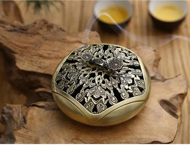 Incense Burner Stick Holders Alloy Copper Delicate Bronze Ruyi Plate Home Decors