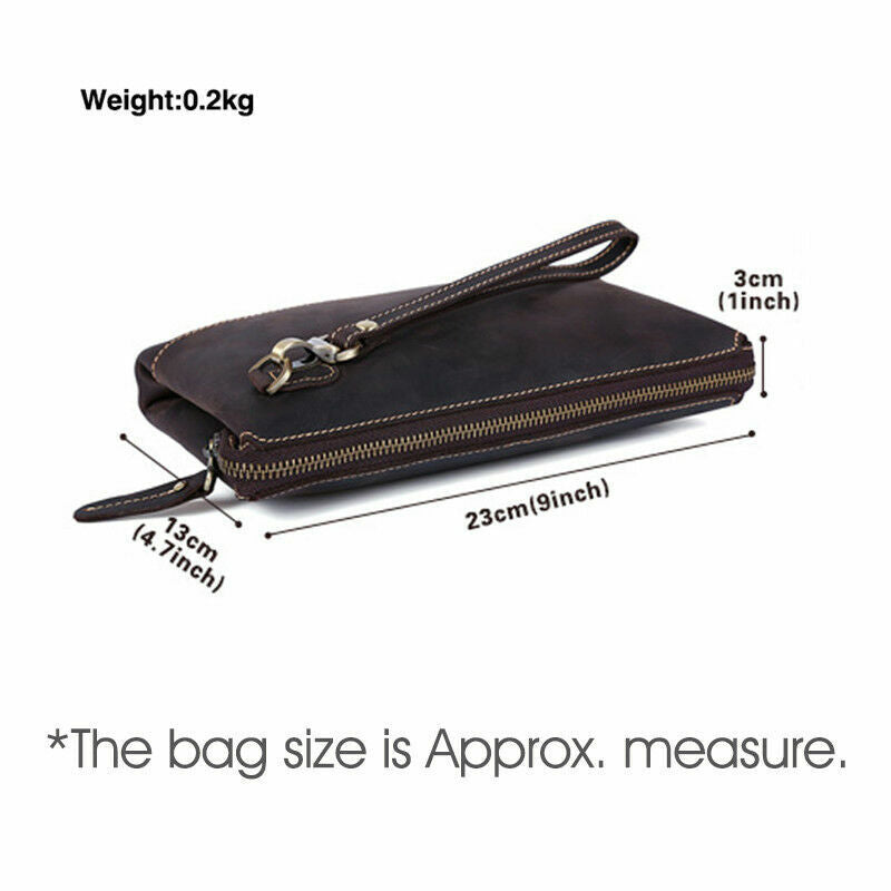 Vintage Men's Real Leather Long Clutch Purse Messenger Bag Handbag Zipper Wallet