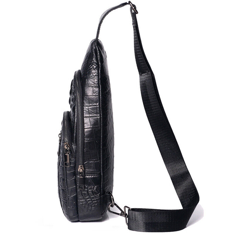 Sling Backpack Men's Genuine Leather Crocodile Crossbody/Shoulderfor Bag Hiking