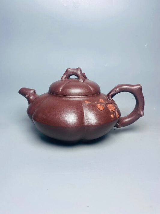 Chinese Yixing Zisha Clay Handmade Exquisite Teapot （筋纹梅香 底款：李云春）