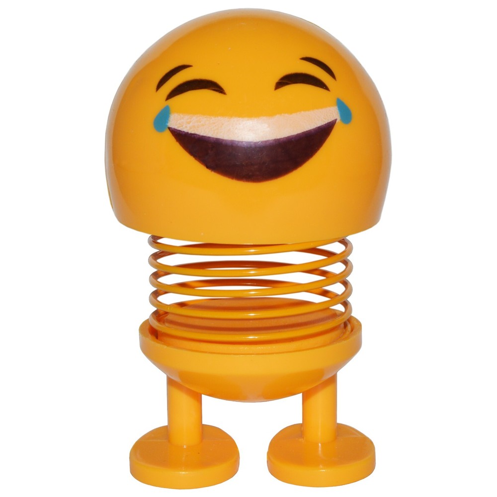 4-inch Smiley Face Bobblehead with Adhesive Feet for Mounting in Car, Cute Mini