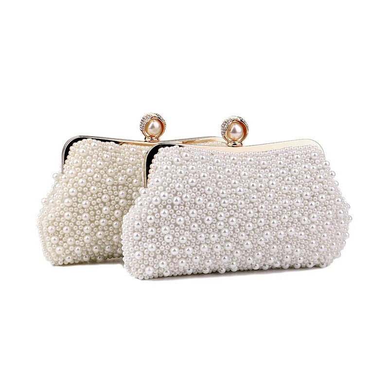 Beading Women Evening Bag With Chain Shoulder Pearl Handbags Chain Shoulder