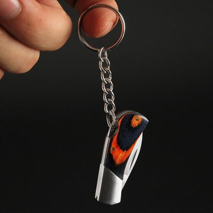 Mini NEW Portable Keychain Outdoor Camping Wood Folding Pocket Knife Tool Ring