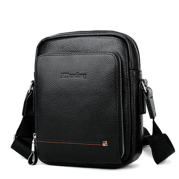 100% Cow Leather Crocodile Embossed Black Men's Business Shoulder/Messenger bags
