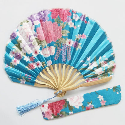 1-Piece Elegant Ladies Silk Flower Hand Folding Fan Japanese Style Wedding Party Props -