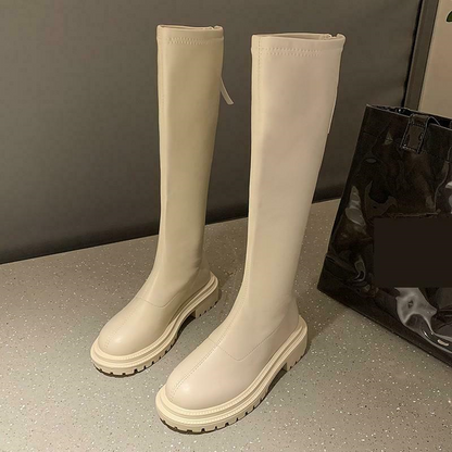 Winter 2022 Long Zip Round Toe Boots Knee High Luxury Chelsea Platform Platforms