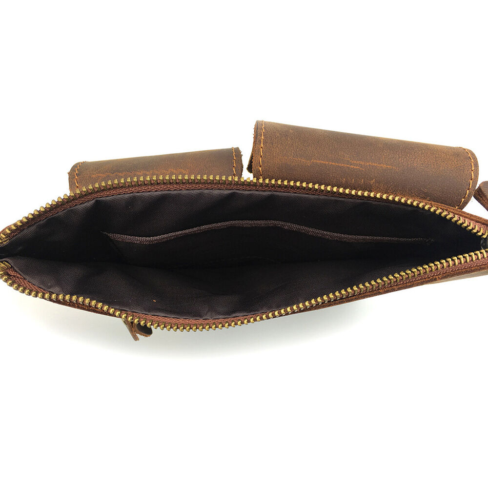 Men Real Leather Bum Waist Belt Bag Fanny Pack Sports Travel Running Pouch