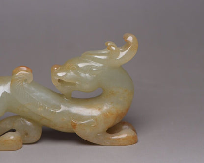Chinese Antique Hetian Jade Carved Beast Animal Statue Sculpture Nice Art Work