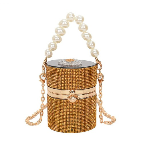 Women Crossbody Bags Metal Chain Diamond Lipstick Pouch Women Shoulder Bag