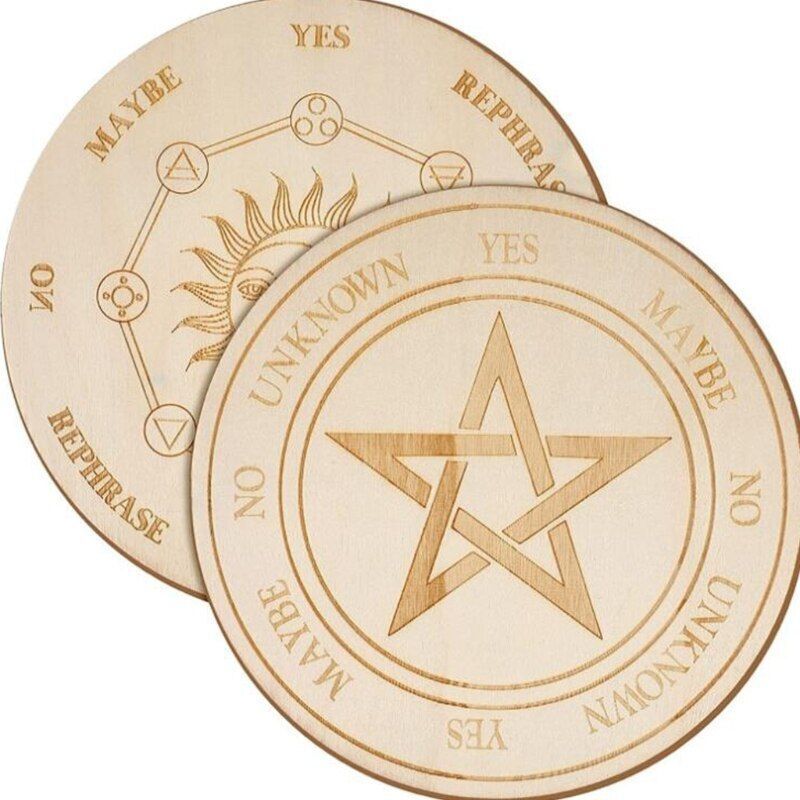 Meditation Board Divination Pendulum Star Sun Moon Healing Plate 25x0.3cm Wooden