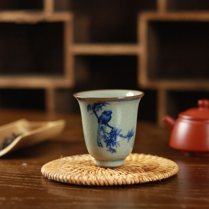 handpainted Jingde town porcelain tea cup crackle glaze fragrance smelling cup
