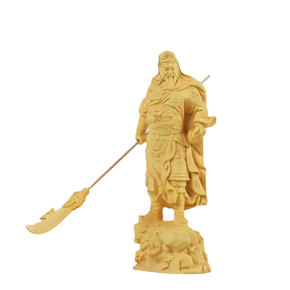 Wooden Guan Gong Guan Yu Boxwood Carving Guangong God Wealth Solid Figure Buddha