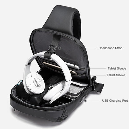 Charging Port Water Resistant Chest Pack Sling Bag Crossbody Backpack Business
