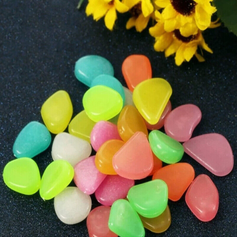 100Pcs/Bag Mixed Color Outdoor Luminous Stones Glow In Dark Garden Pebbles