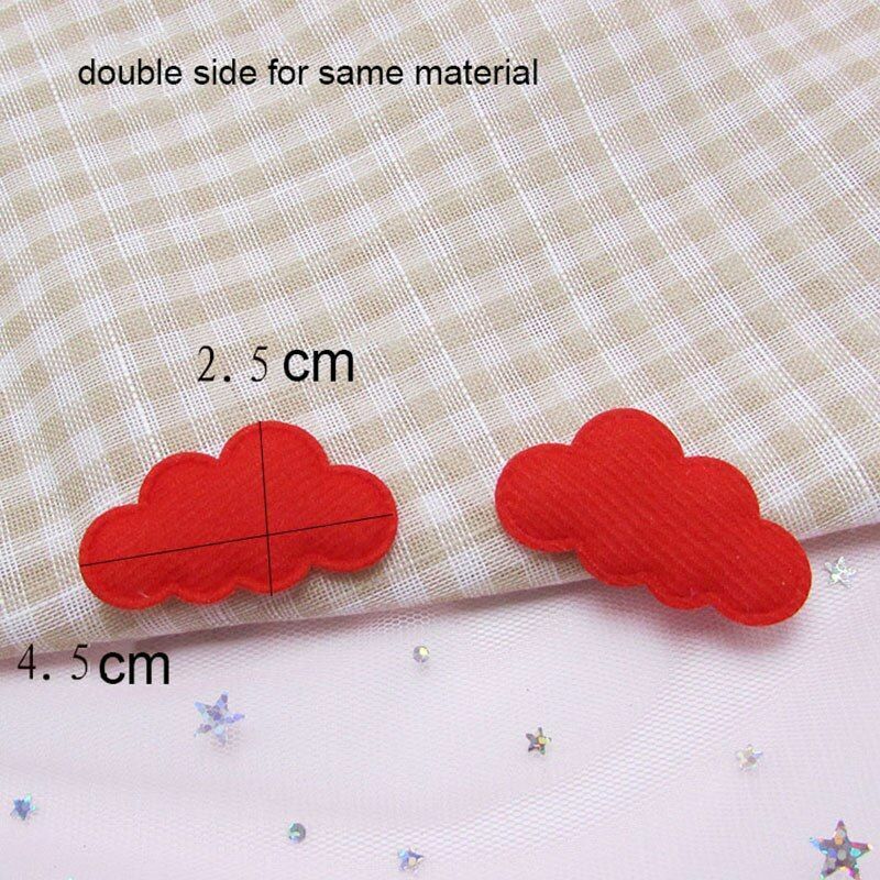 60Pcs/Lot 4.5x2.5cm Felt Cloud Padded Appliques Artificial Crafts Hairclip Patch
