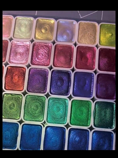 Watercolor Paints 2.3ml 60 Colors Panchromatic Preadolescent Glitter Set Tin Box