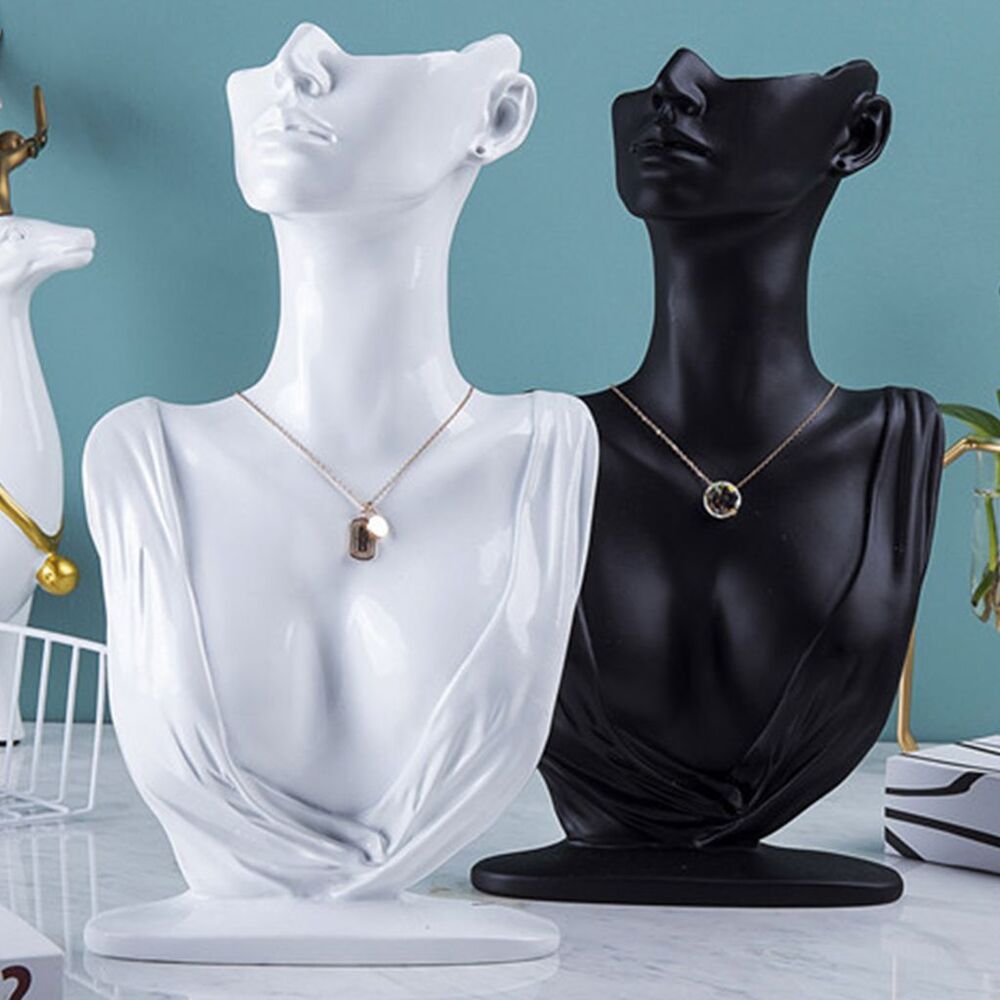 Jewelry Display Necklace Holders Resin Mannequin Organizer Bust Stands 20x7x32cm